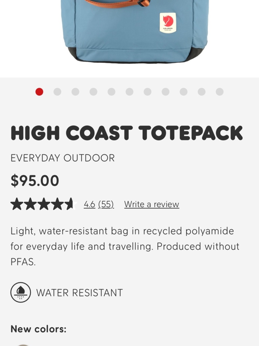 Fjallraven High Coast Totepack in Dusty Blue with Rust Accents - Picture 4 of 4